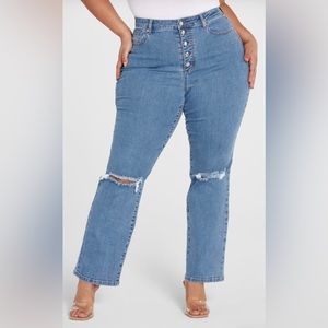 FTF High rise button fit straight leg jean